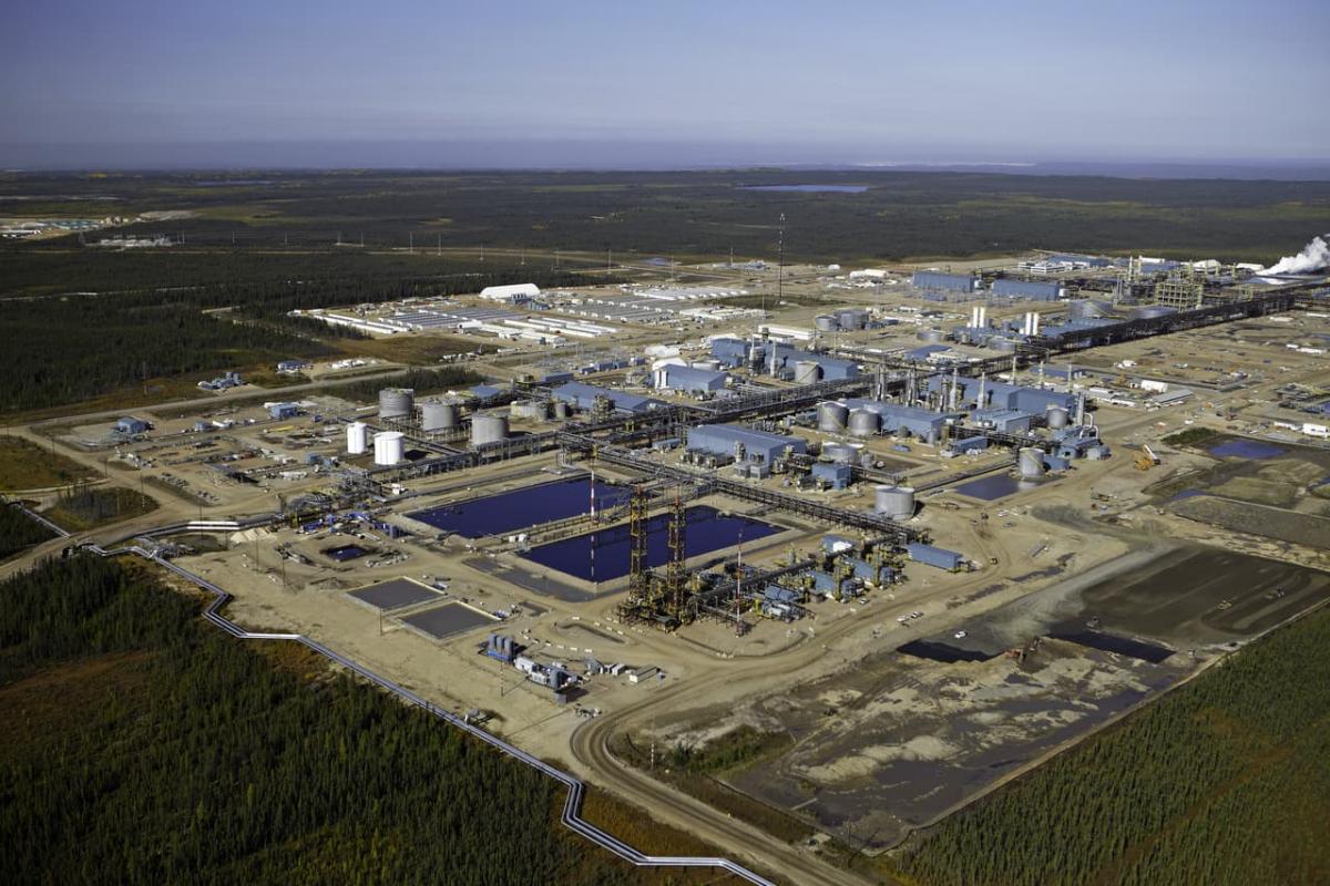 aerial shot of oil facility
