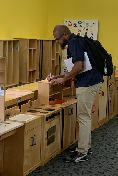 Furniture donations being inventoried.