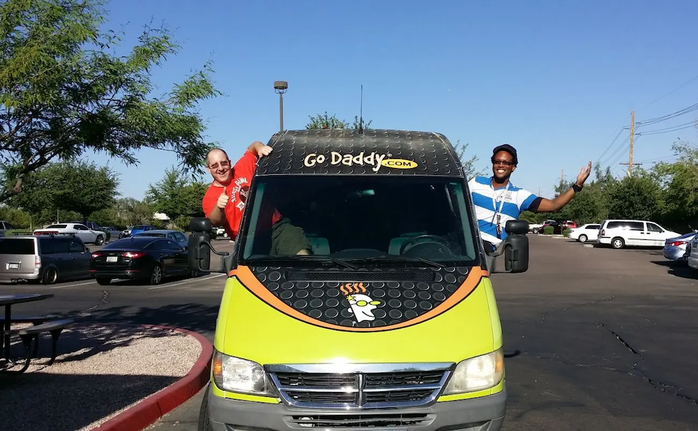 Andre is a GoDaddy painted van.