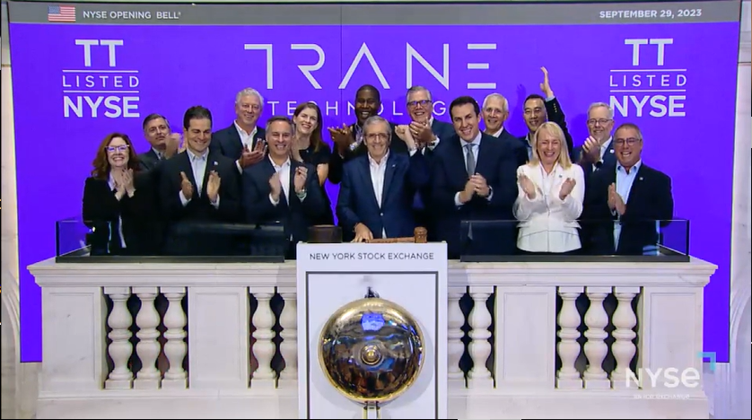 Trane Technologies (NYSE: TT) today rang the Opening Bell on the New York Stock Exchange (NYSE).