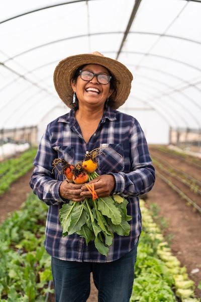 Cherilyn Yazzi shown on her farm.