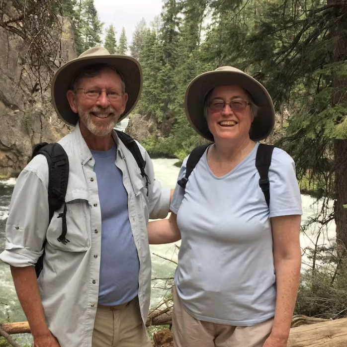 Bob and Dorothy Leland stood next to each other smiling