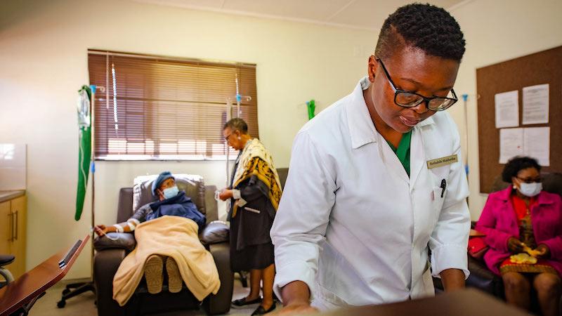 Cancer patient receiving care at the Senkata Oncology clinic.