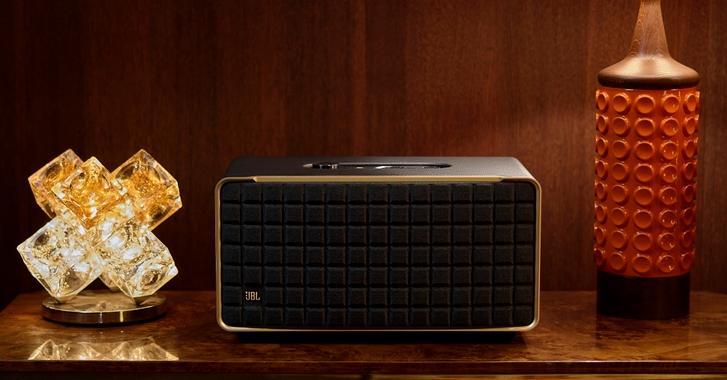 JBL tabletop speaker shown. 