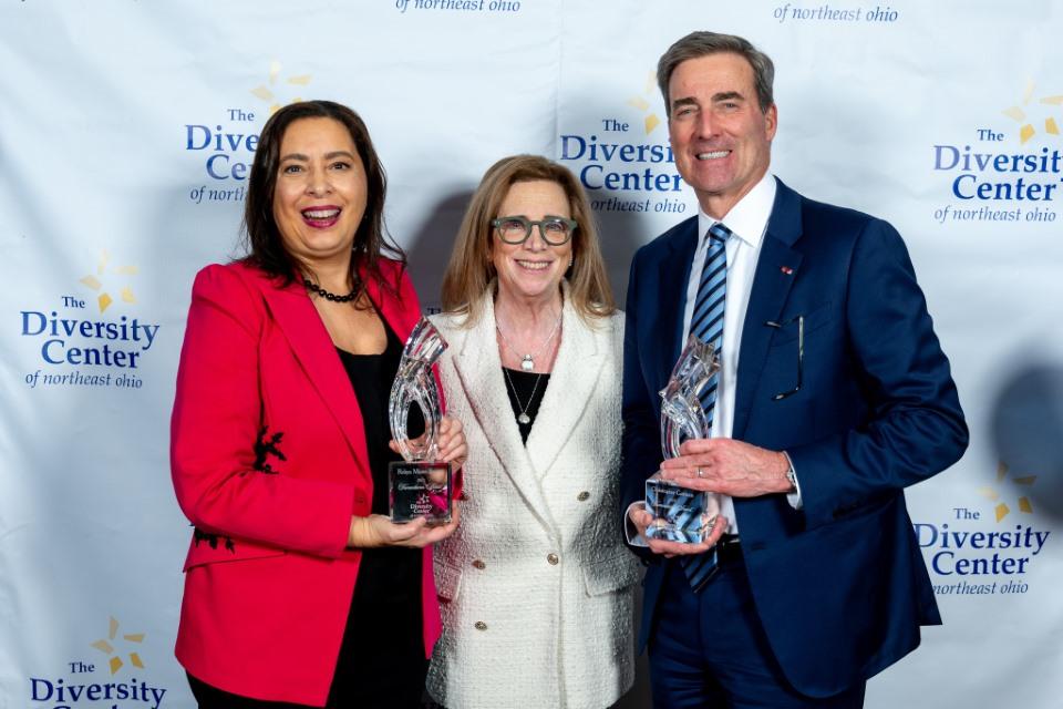 Chris Gorman, CEO KeyBank, shown receiving the Annual Humanitarian award at The Diversity Center.