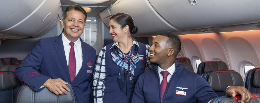 Cabin crew inside an aeroplane 