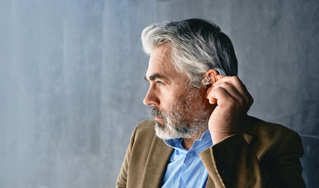 Man wearing hearing aid 