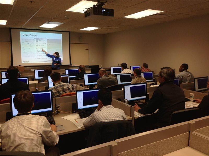 classroom space with people at computers