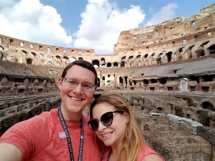 Calvin and his wife at the colisseum in Rome.