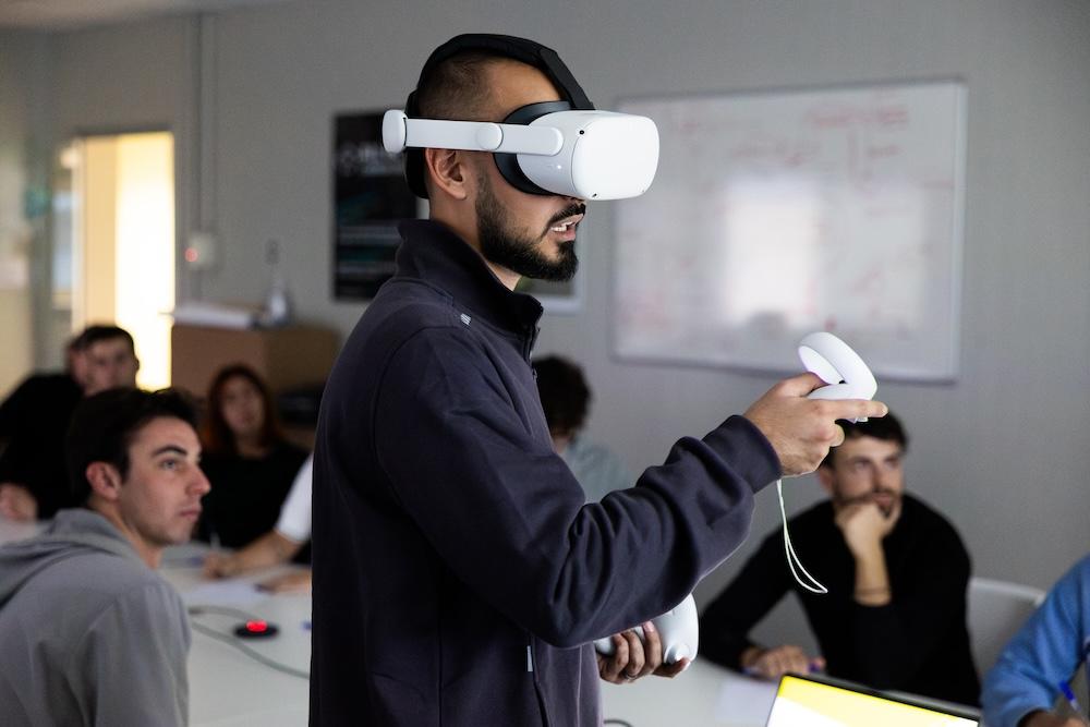 Someone using a VR headset 
