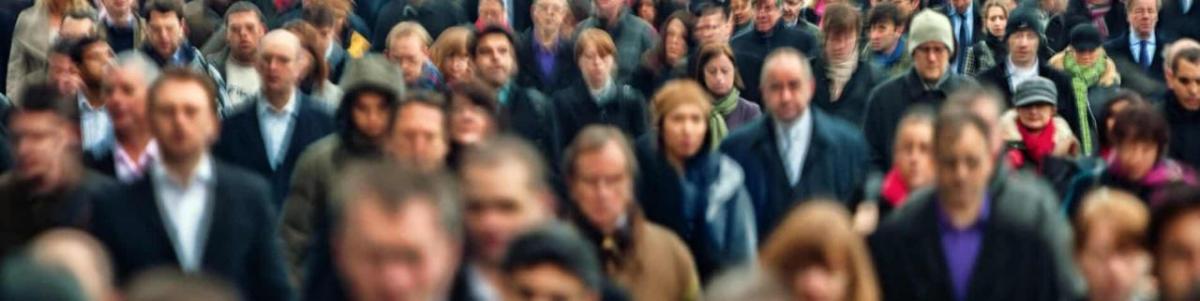 Large crowd of people walking 