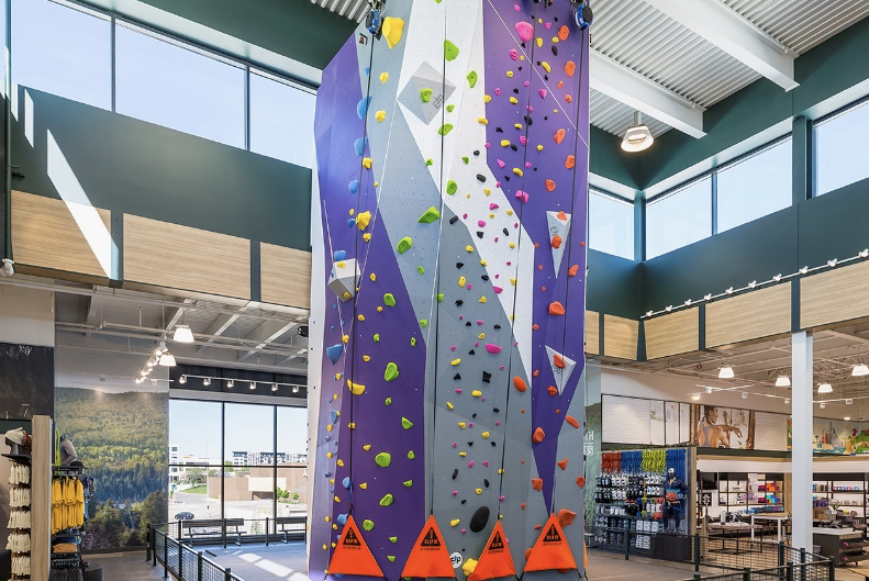 DICK'S Sporting Goods climbing wall.