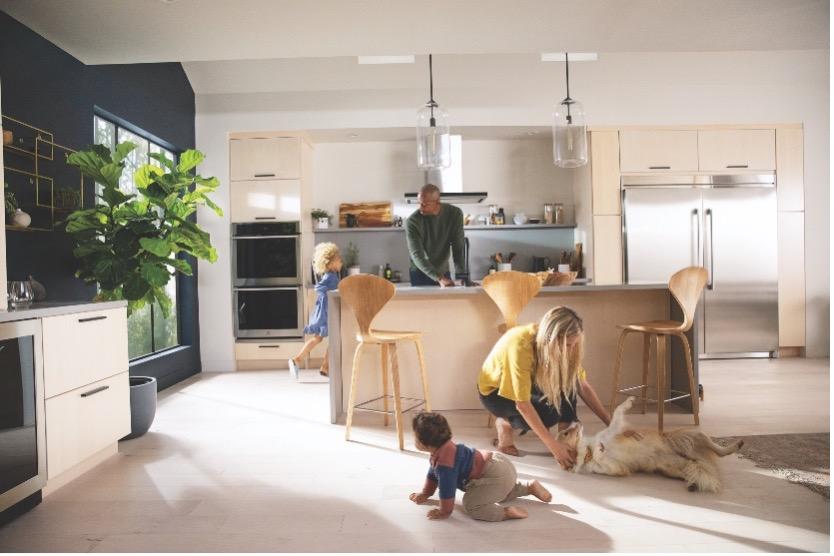 family in a kitchen