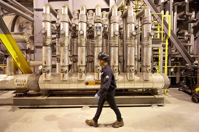 Factory worker walking in factory