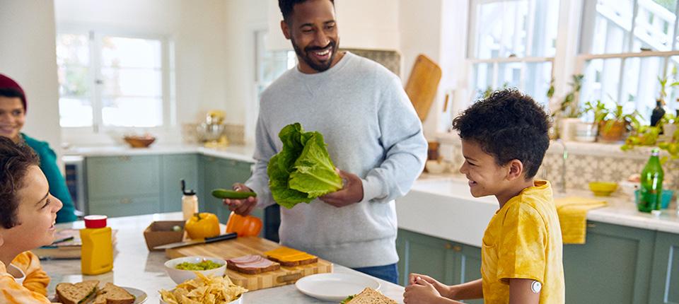 Family making a meal