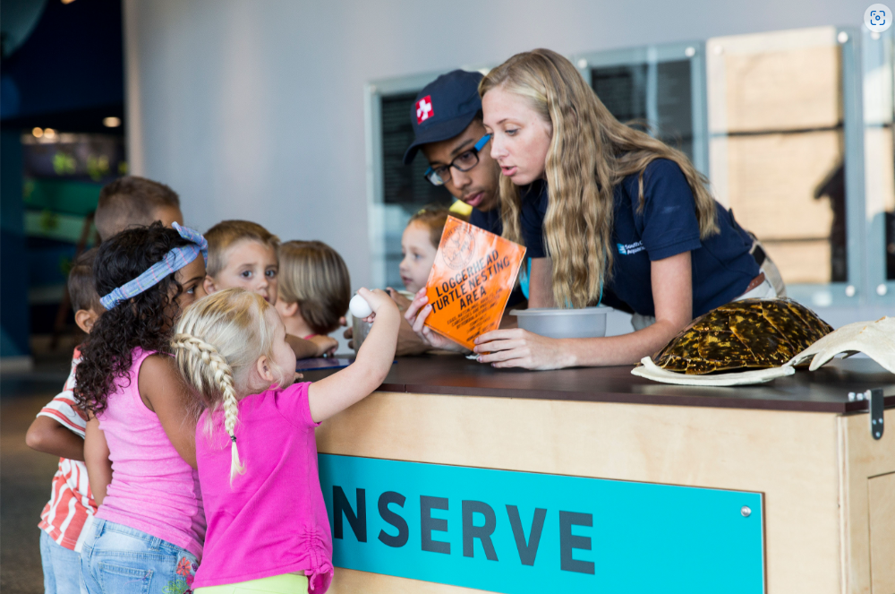 Children participating in an educational activity at the   South Carolina Aquarium 