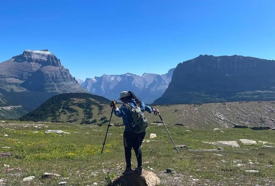 Prashanthi hiking.