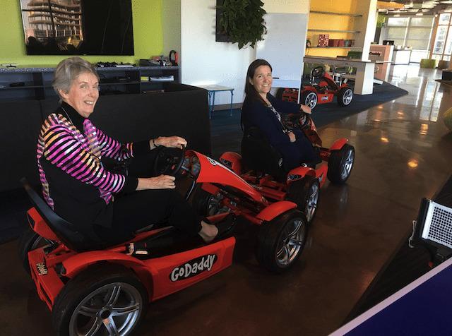 Laura at GoDaddy with her mum, Dorothy.