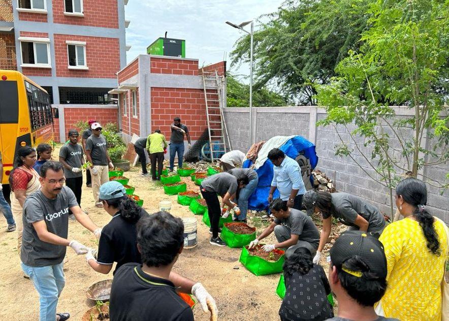 people working together outside