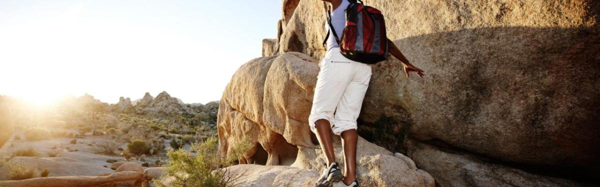 Person hiking in desert