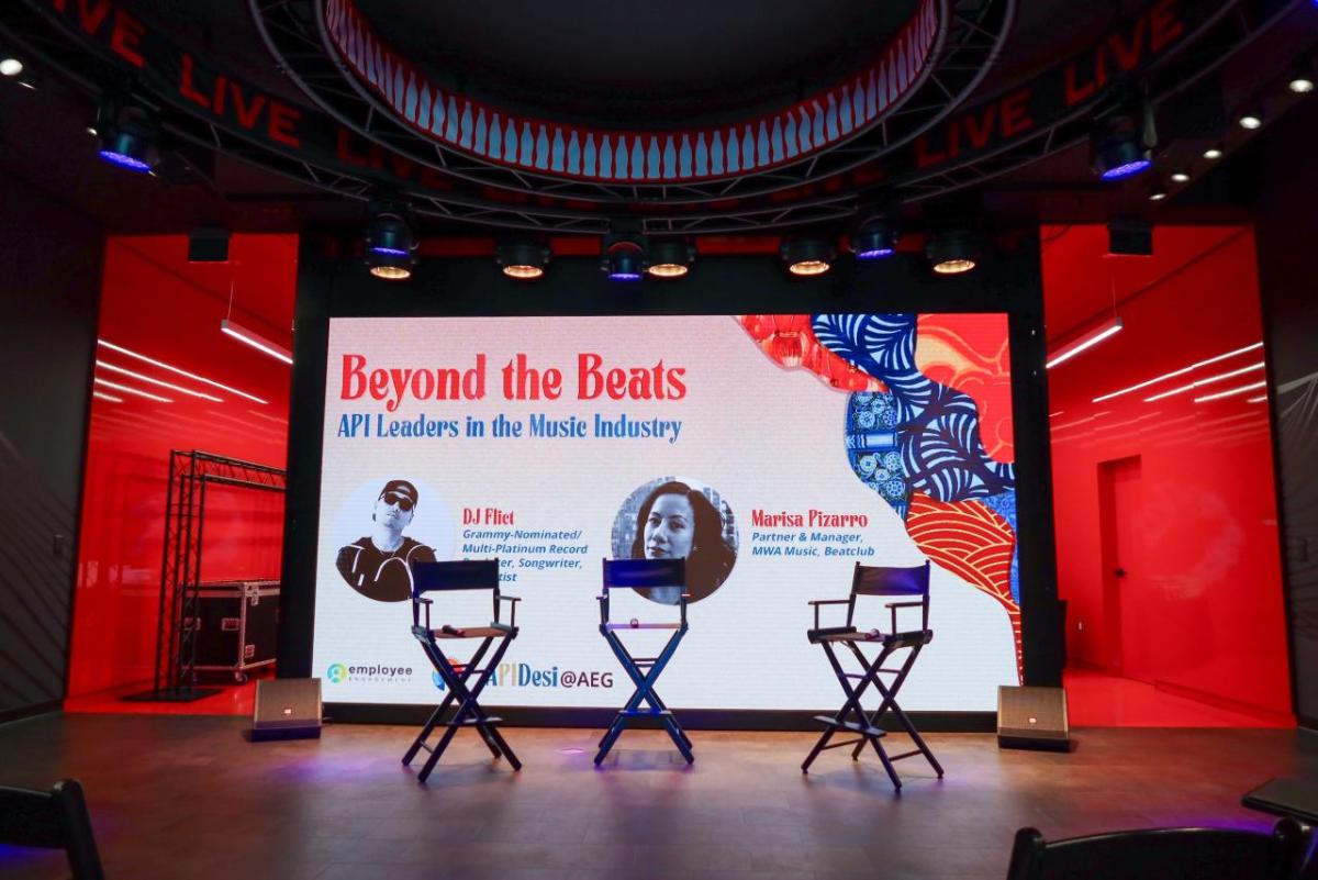 AEG hosted an employee event Beyond the Beats: API Leaders in the Music Industry, with Marisa Pizarro and DJ Flict.