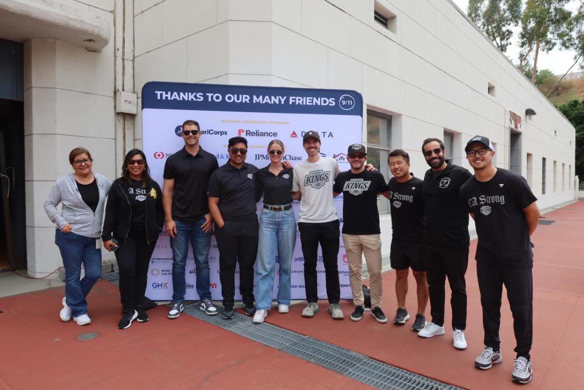 Volunteers from the LA Kings gathered at the LAFD Frank Hotchkin Memorial Training Center to assemble meal kits for families in need.