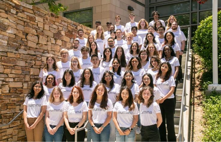 A group of interns during a two-day meeting at Illumina’s San Diego headquarters.