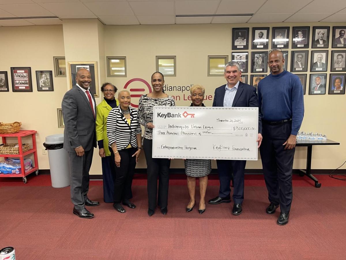 Indianapolis Urban League and KeyBank leadership shown with a $300,000 grant check.