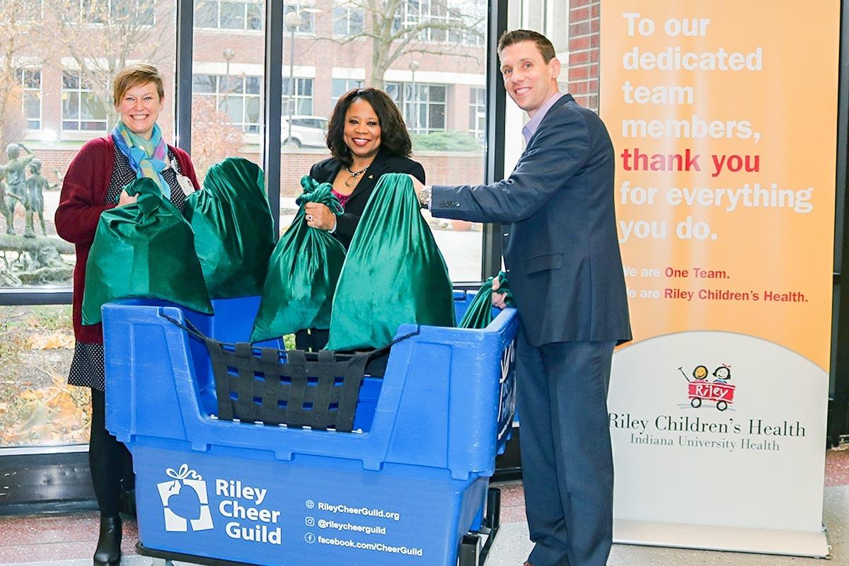 Group photo with toy donations