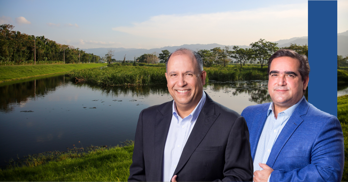 Headshots of Juan Carlos Contreras and Carlos Duran against a water and trees backdrop