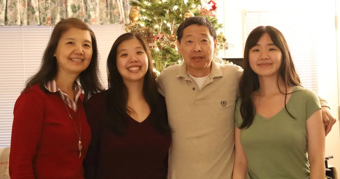 Julia shown with her family.