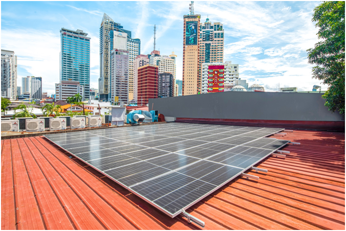 Solar panels on a rooftop