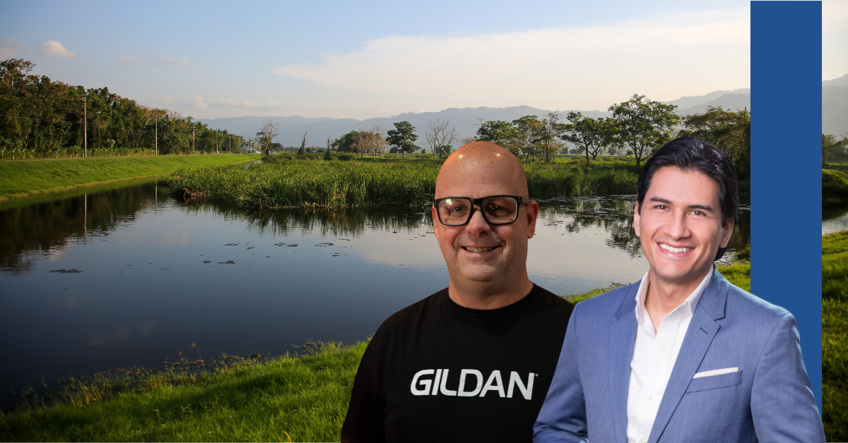 Headshots of Kevin Freeman and Israel Salinas against a water and trees backdrop