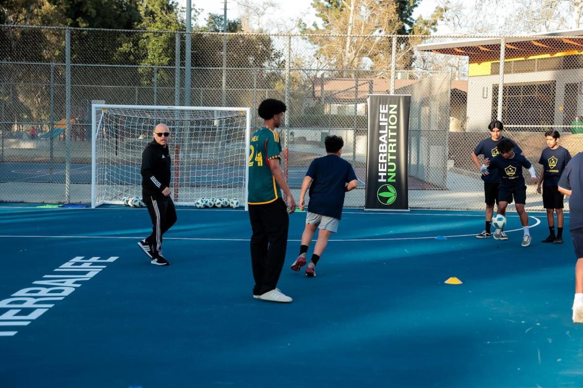 LA Galaxy player Jalen Neal led a soccer clinic for the youth following the ceremony.