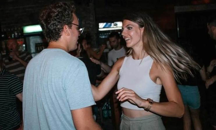 Marija Petrovic and her husband dancing.