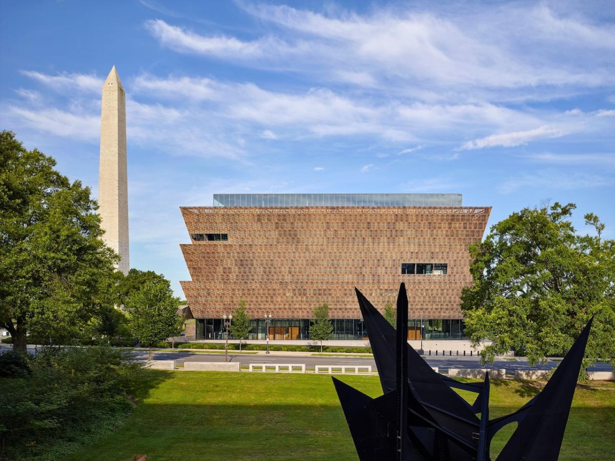 Exterior of  Smithsonian National Museum of African American History and Culture (NMAAHC) in Washington, D.C.