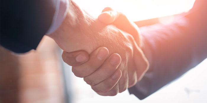 Two people shaking hands.