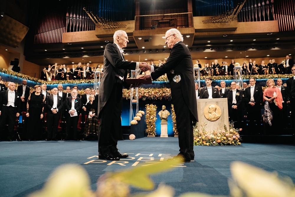 Dr. Moungi Bawendi being awarded the Nobel Prize for Chemistry.