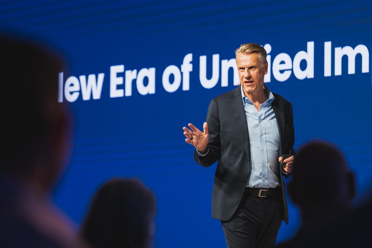 Colin Browne addressing an audience