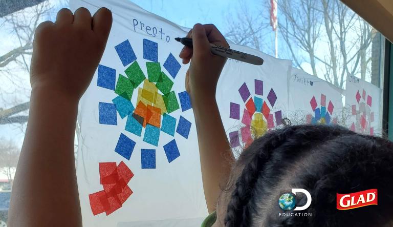 Child creating an art project