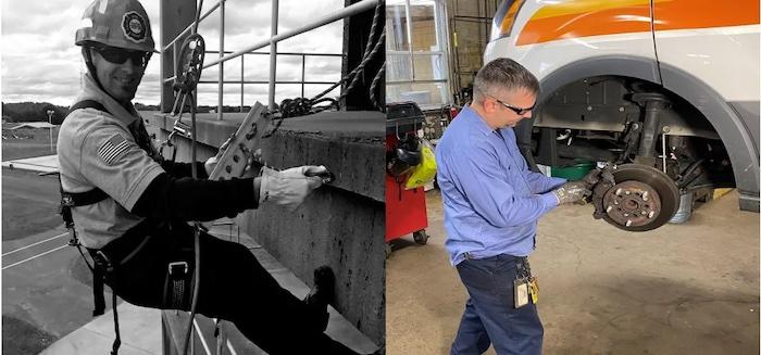 Photo: Delran Fire Chief Kevin Peak checking brakes and conducting a gas safety drill.