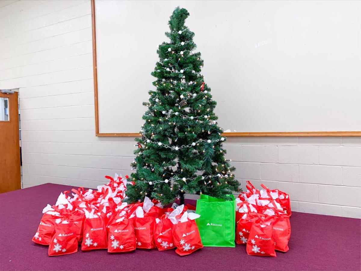 Christmas tree with red gifts