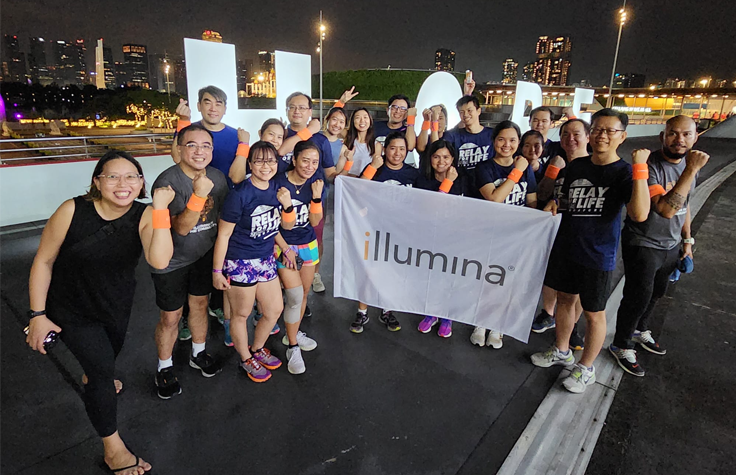 Illumina employees come together for the Relay for Life Charity Run to raise money for the Singapore Cancer Society. Photo by Illumina