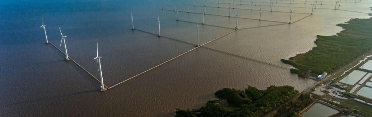 wind turbines on the water