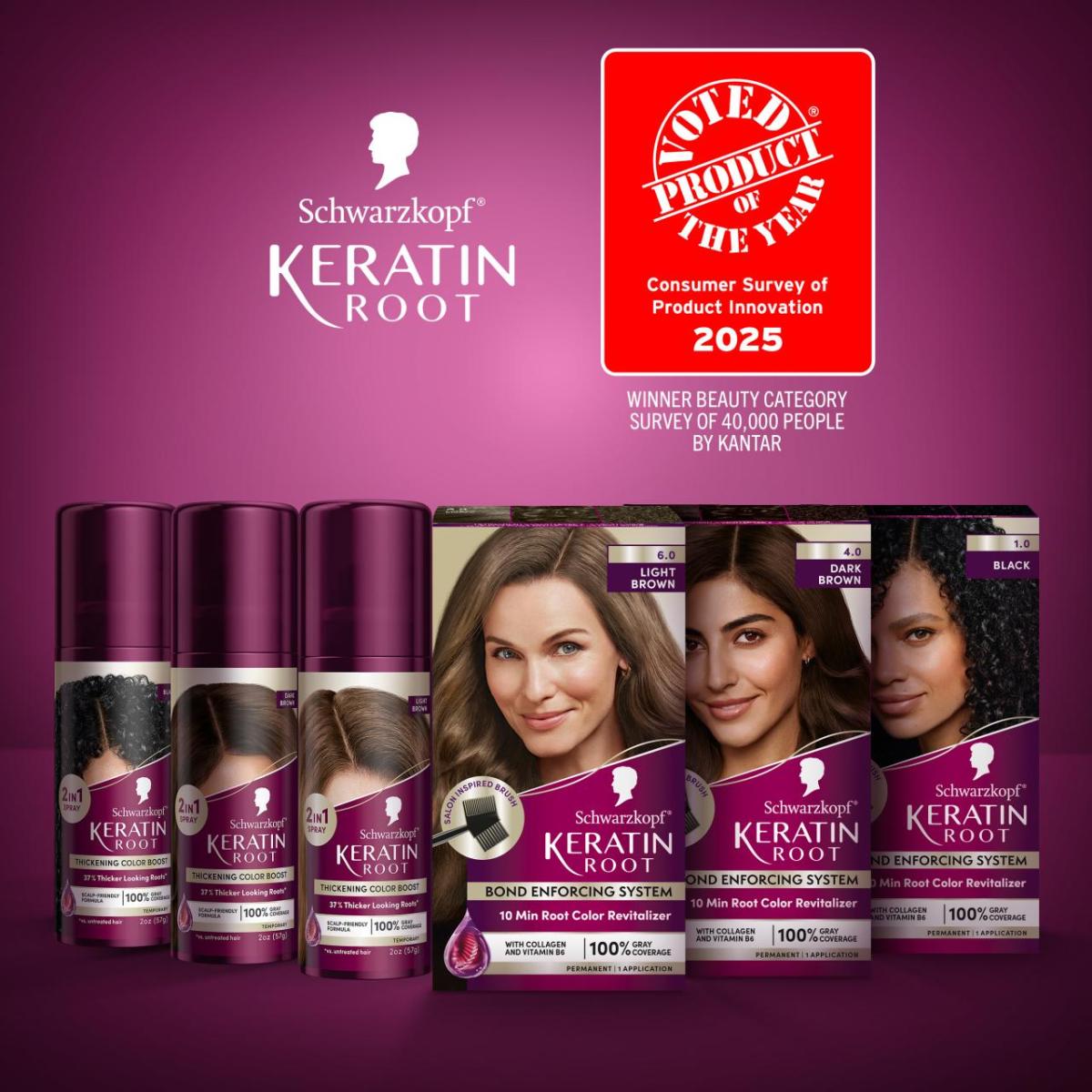 Schwarzkopf® Keratin Root Permanent Color and Keratin Root Temporary Color & Thickening Spray – Winner in the Beauty Category