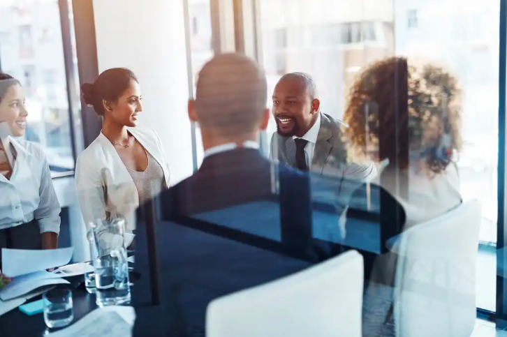 Team of diverse employees in a meeting