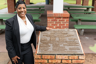 woman with plaque