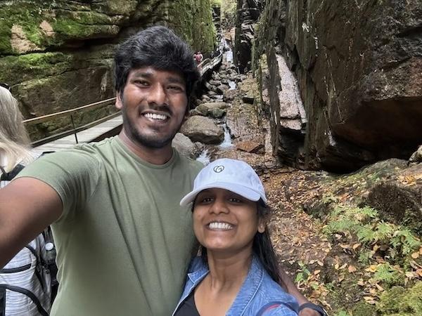 Srinivasa Rao Aharma with his wife.