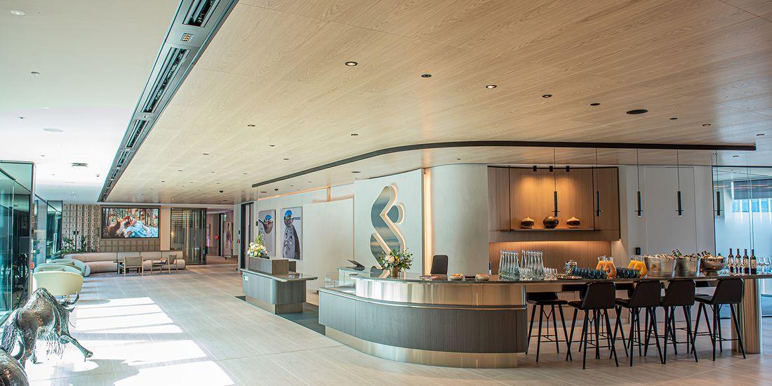 Open lobby with kitchen