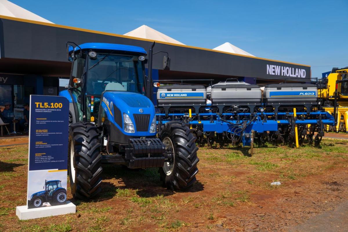 A blue tractor 